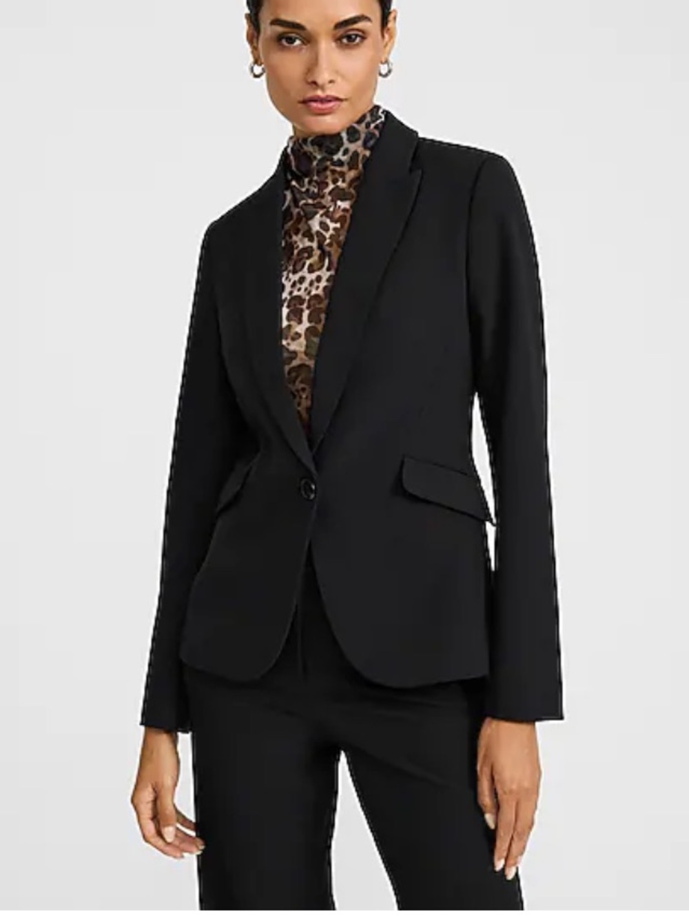 EXPRESS EDITOR STUDIO STRETCH TWILL FITTED ONE BUTTON BLAZER